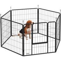 PawHut 6 Panels Dog Playpen, Portable Detachable Puppy Pen with Door, for Medium Dogs, 80cm High, Black