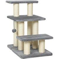 PawHut Dog Steps for Bed, 3 Step Adjustable Pet Stairs for Sofa with 6 Sisal Scratching Posts for Small Dogs & Cats, Grey