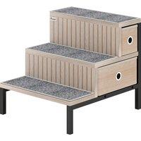 PawHut Dog Stairs with Storage, Non-Slip Cover, Pet Steps for Small Dogs & Older Cats, for Sofa, High Bed, Oak Tone