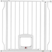 PawHut Adjustable Dog Safety Gate 75-85 cm, Double-Lock Stair Gate, 76 cm Height, White