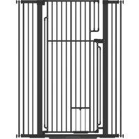PawHut 135cm Extra Tall Dog Gate with Cat Door, Fits Openings 81-108 cm Pressure Mounted for Doorways, Hallways, No Drilling