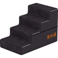 PawHut Dog Steps, 4-Step Dog Stairs for Bed and Sofa, Pet Stairs with Carry Handle, Washable Cover