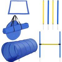Pawhut Adjustable Pet Agility Training Set-Blue/Yellow