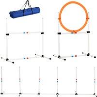 PawHut 3 Piece Dog Agility Training Set, Adjustable Obedience Equipment (Pole + Hoop + Hurdle) Aosom UK