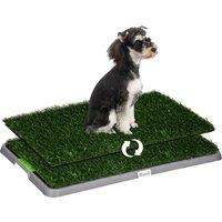 PawHut Artificial Grass Dog Toilet with Tray for Potty Training Indoor Outdoor, 2 Packs, 67 x 41cm