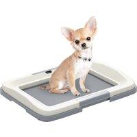 PawHut Potty Training Puppy for Puppy & Elderly Dogs w/ Disassemblable Tray & Frame, Dog Toilet Tray for Training Dogs, Grey, White Aosom UK