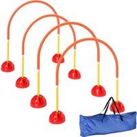 PawHut 5 Piece Dog Agility Training Equipment with 4 Adjustable Width Doors, Carry Bag, for Garden, Orange