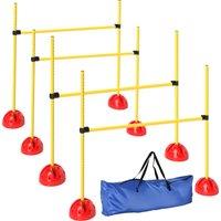 PawHut 5 Piece Dog Agility Equipment with 4 Hurdle & Carry Bag for Jump Training, Yellow