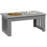 PawHut Raised Dog Feeding Bowls with Stand, Stainless Steel for Small and Medium Dog, 58L x 31W x 25H cm - Grey Aosom UK