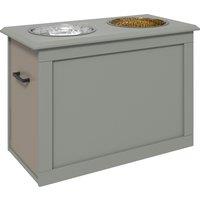 PawHut Elevated Dog Bowls, Pet Feeding Station with Storage, Dual Stainless Steel Bowls, for Large Dogs, Grey Aosom UK