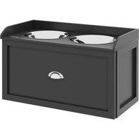 PawHut Elevated Dog Bowls in Stainless Steel, with 21L Food Storage Drawer, for Large Dogs and Cats, Black Aosom UK