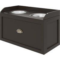 PawHut Stainless Steel Raised Dog Bowls, with 21L Storage Drawer for Large Dogs - Brown Aosom UK