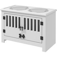 PawHut Raised Dog Bowls, Pet Feeding Station, with Storage, Food and Water Bowls, for Large Dogs - White Aosom UK