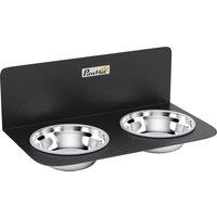 PawHut Wall Mount Dog Bowls, Adjustable Height Raised Dog Feeding Station with 2 Stainless Steel Bowls, 10kg Capacity, Black