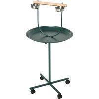 PawHut Bird Perch Stand with Perch, Four Wheels, Feeding Bowls for Small & Medium Birds, Green