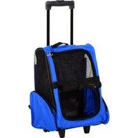 PawHut Portable Pet Carrier Backpack with Trolley, Telescopic Handle, Stroller Wheels for Cats &