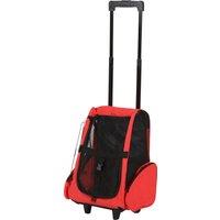 PawHut Pet Backpack Trolley: Telescopic Handle Carrier for Furry Friends on the Go, Crimson Red, 42 