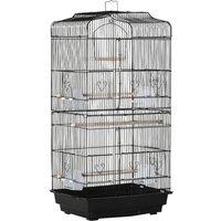 PawHut Large Metal Bird Cage with Stand, Perches, Food Bowls, Swing, for Budgies, Parakeets, Black