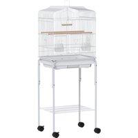 PawHut Bird Cage Budgie Cages for Finch Canary Parakeet with Stand Wheels Slide-out Tray Accessories Storage Shelf, White