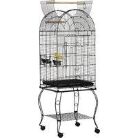 PawHut Large Parrot Bird Cage Aviary Budgies Finch Cockatiel Birds Stand Feeding Station Stand w/ Wheels 51L x 51W x 153H cm