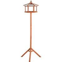 PawHut Portable Wooden Bird Feeder Station with Stand for Outdoor Use, Ideal for Garden, Patio, or Balcony Aosom UK