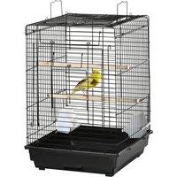 PawHut Durable Bird Cage with Opening Top, Wheeled Stand, Removable Tray, Feeding Bowls, for Small Birds, Black Aosom UK