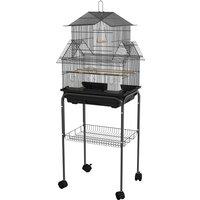 PawHut Bird Cage with Stand, Swing Perch and Food Tray, Metal Aviary for Finch Canary Budgie, 50.5 x 40 x 63cm, Black
