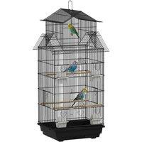 PawHut Metal Bird Cage with Plastic Swing, Perch, Food Container, Tray, Handle, for Finches, Canaries, 43 x 32.5 x 104cm