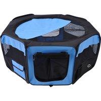 PawHut Fabric Pet Playpen: 8-Panel Foldable Mesh Enclosure for Outdoor Use, Dia 90 x 41H cm, Blue Aosom UK