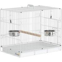 PawHut Bird Cage Foldable Portable Budgie Cage with Wooden Perch 2 Bowls for Travel 49 x 31 x 40 cm Black