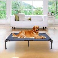 PawHut Portable Elevated Dog Bed, Ideal for Camping, Durable Frame, Raised Pet Cot, Large, Blue Aosom UK