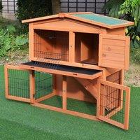PawHut 2 Tier Rabbit Hutch Guinea Pig Hutch Ferret Cage with Ramp Slide Out Tray for Indoor Outdoor 100.5 x 55 x 101 cm Aosom UK