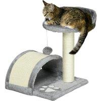 PawHut Cat Scratching Post, Cat Tree Scratching Kitten Activity Centre Climber Hanging Ball, Scratch Post for Indoor Cats, Grey Aosom UK