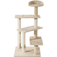 PawHut Beige Cat Tree, Kitten Scratching Post, Sisal Climbing Tower, Activity Centre, Sturdy Aosom UK
