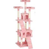 PawHut 173cm Cat Tree Scratching House, Activity Play Centre, Pink