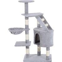 PawHut Cat Tree with Scratching Post, Kitten Activity Centre, Play House, Pet Furniture, 125cm, Grey Aosom UK