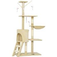 PawHut Multi-Level Cat Tower, 134cm Cat Tree with Condo and Sisal Scratching Posts for Indoor Kittens, Beige