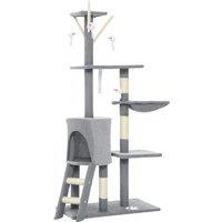 PawHut Multi-Level Cat Tower, 134cm Cat Tree with Condo and Sisal Scratching Posts for Indoor Kittens, Grey