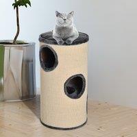 PawHut Cat Tree, Plush, Ф38x70H cm-Beige/Grey Aosom UK