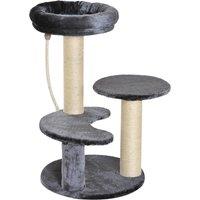 PawHut Cat Tree 65 cm, Kitty Scratcher, Kitten Activity Centre with 2 Perches & Hanging Sisal Rope, Grey Aosom UK