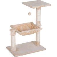 PawHut 70cm 2-Tier Cat Tree with Hammock Bed, Natural Sisal Scratching Post & Dangle Toy, Pet Sc