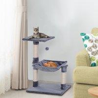 PawHut Cat Scratching Post, 2-Tier with Sisal Rope and Dangle Toy, Interactive, Beige Aosom UK