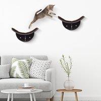 PawHut Cat Shelf Bed, Wall-Mounted, MDF with Soft Fleece Cushion, Space-Saving, Brown Aosom UK