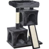 PawHut Cats 3-Tier Sisal Rope Leisure Tree Dark Grey Aosom UK