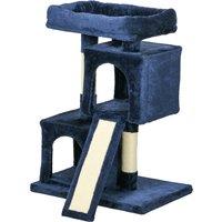 PawHut Sisal Cat Activity Tree, Rest & Play Centre with 2 Houses, Durable, Navy Blue Aosom UK