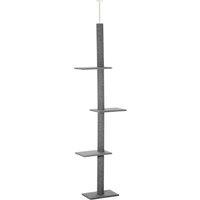 PawHut Cat Tree Tower, Floor to Ceiling with 3 Perches, Scratching Posts, Activity Centre for Kittens, Grey Aosom UK
