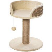 PawHut Cat Tree Tower Basics with Bed, Scratching Post, Activity Centre, Kitten House, Dangling Ball Perch, Beige Aosom UK