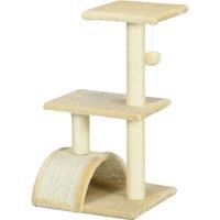 PawHut 72cm Cat Tree, Indoor Scratching Post with Pad, Sturdy and Comfortable, Cream White Aosom UK