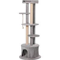 PawHut Cat Tree Multi-Level, Kitten Tower Activity Centre with Scratching Post, Condo, Hanging Ropes & Plush Perches, Grey