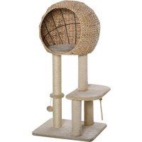 PawHut Cat tree Cat Tower 100cm Climbing Activity Center with Sisal Scratching Post Condo Perch Hanging Balls Teasing Rope Toy Cushion Aosom UK
